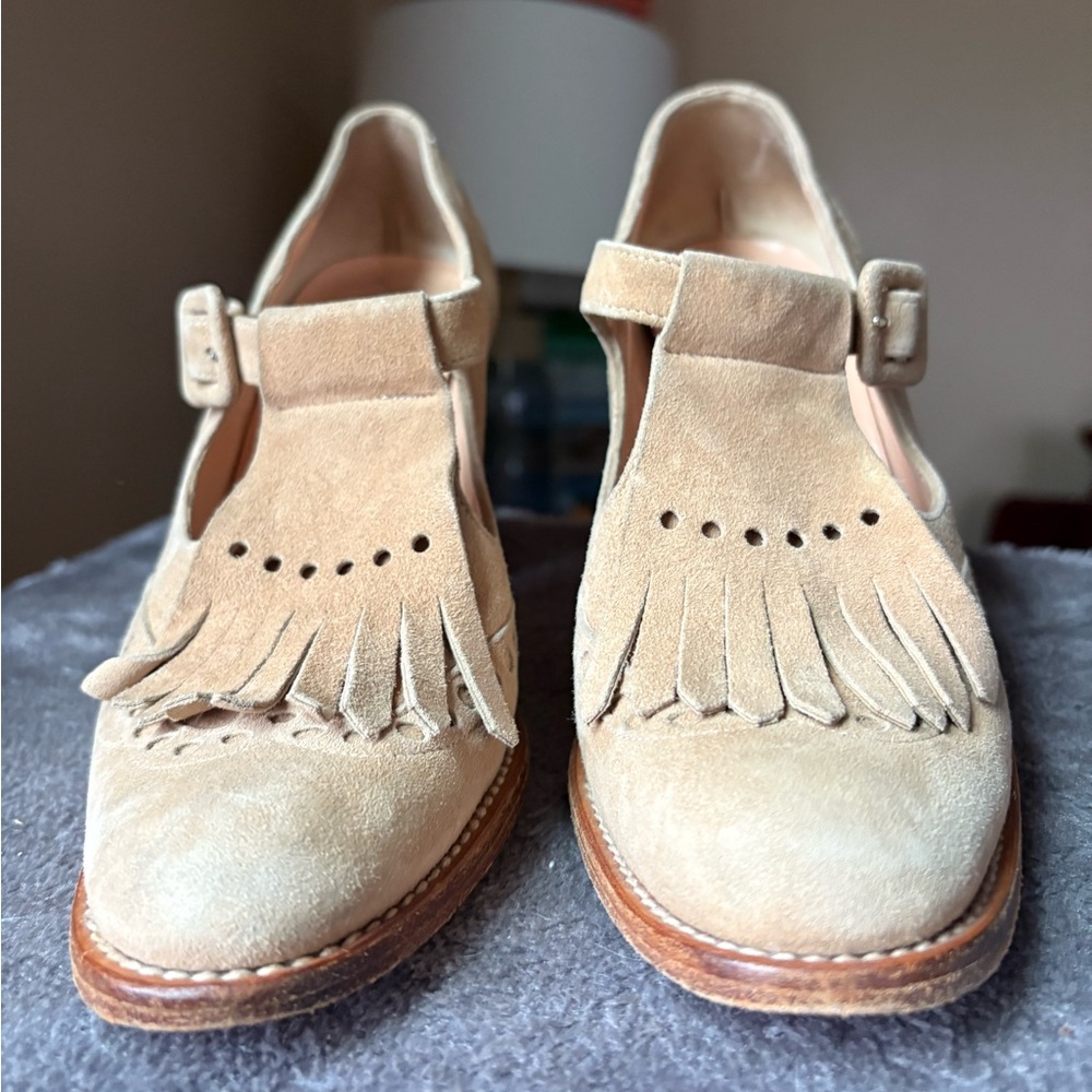 Vintage Anne Klein suede leather brogue loafer heels 5.5 - Picture 4 of 14